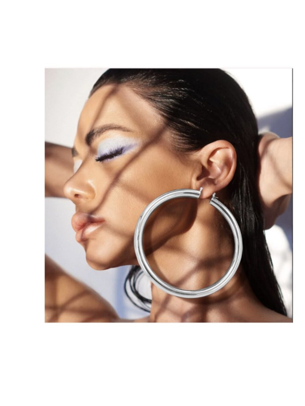 Oversized Silver Hoop Earrings for Women | 4-Inch Chunky Metal Statement Hoops |